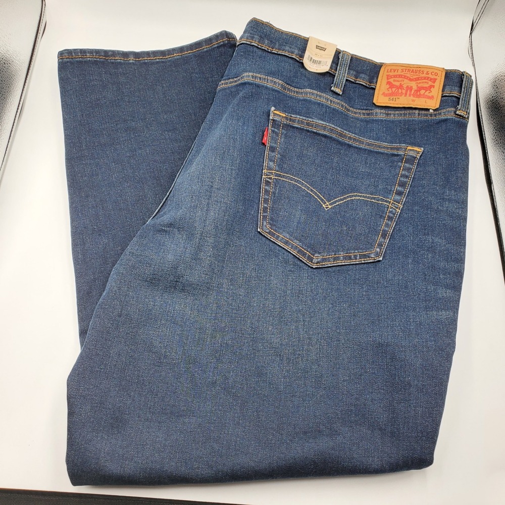 Levis‎ 541 Athletic Taper Jeans Mens 48x30 Dark Wash Stretch Blue Denim NEW